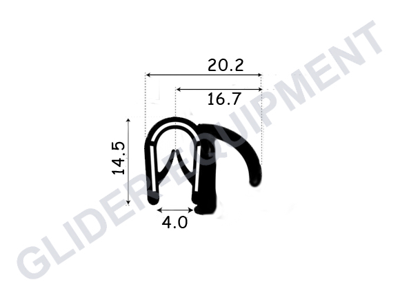 Cobra klemprofiel met lip zwart 1-4mm [4610046]