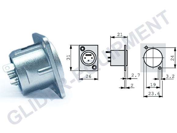 Neutrik XLR 3P chassis connector male [NC3MD-L-1]