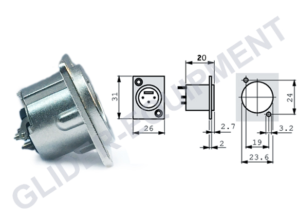 Neutrik XLR 3P chassis connector male [NC3MD-LX]