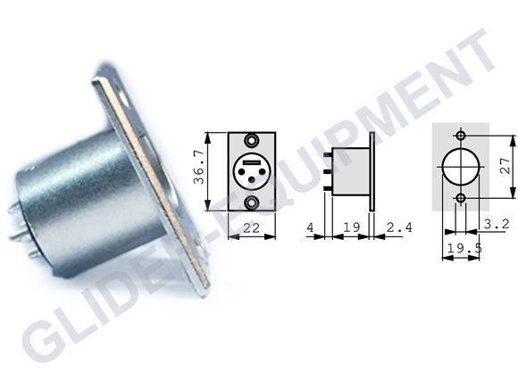 Neutrik XLR 3P chassis connector male [NC3MP]