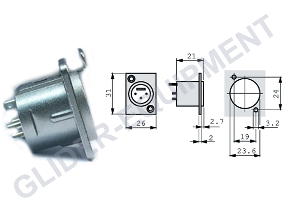 Neutrik XLR 3P chassis connector female [NC3FD-L-1]