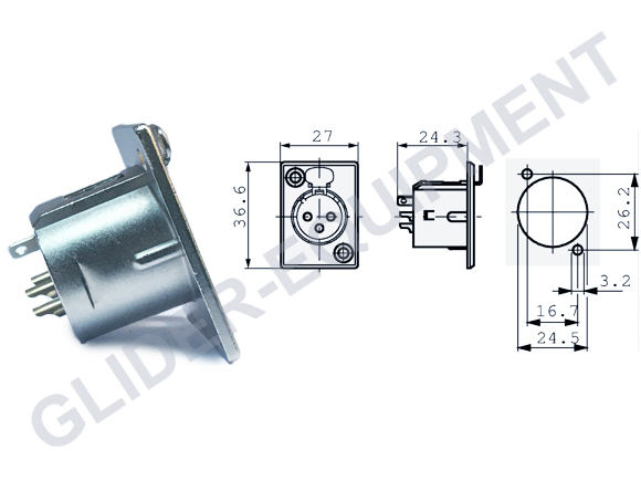 Neutrik XLR 3P chassis connector female [NC3FP-1]