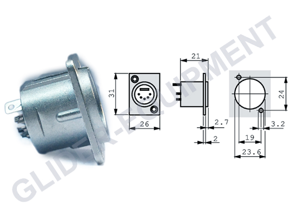 Neutrik XLR 5P chassis connector male [NC5MD-L-1]