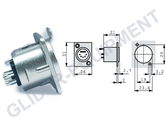 Neutrik XLR 5P chassis connector female [NC5FD-L-1]