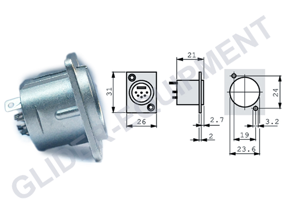 Neutrik XLR 6P chassis connector male [NC6MD-L-1]