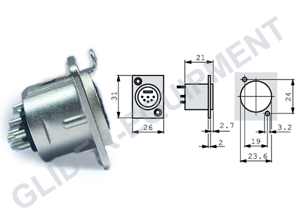 Neutrik XLR 6P chassis connector female [NC6FD-L-1]