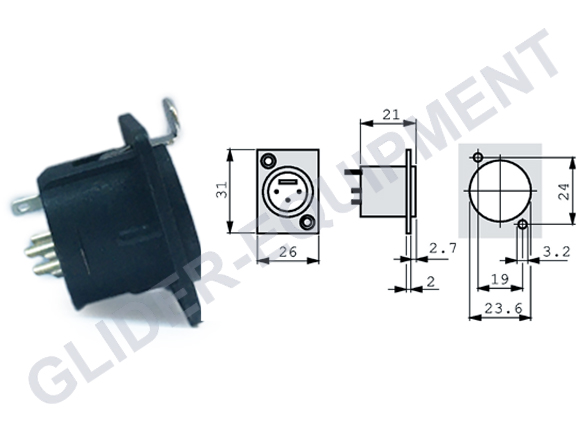 Neutrik XLR 3P chassis connector female [NC3FD-L-BAG-1]