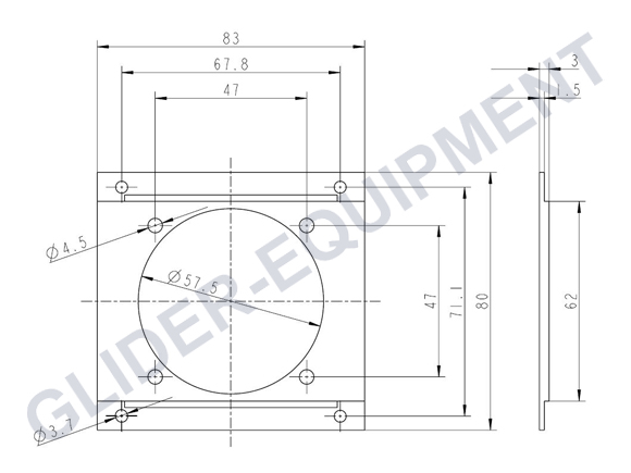 TQ-Avionics FSGF-01 Einbaurahmen (Lochadapter) FSG40/50/60 -> 57mm [285974]