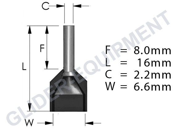 Tirex cable (ferrule) endcap double 2x1.50mm² black [D08514]