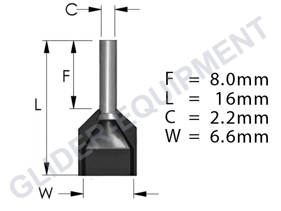 Tirex kabel Adereindhülse doppelt 2x1.50mm² schwarz [D08514]