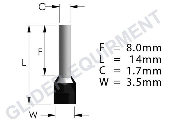 Tirex cable (ferrule) endcap 1.50mm² zwart [D08404]