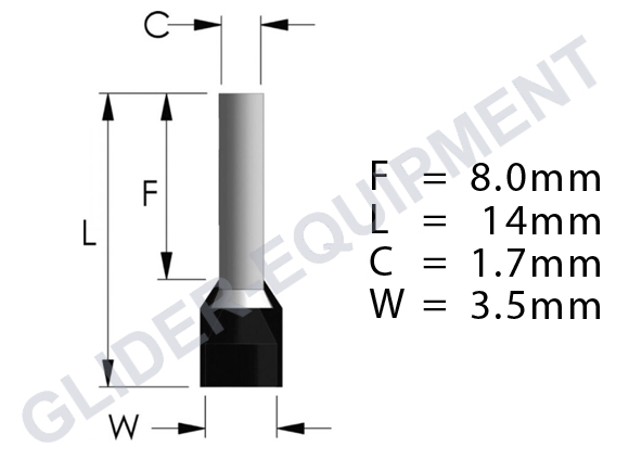 Tirex kabel Adereindhülse 1.50mm² schwarz [D08404]