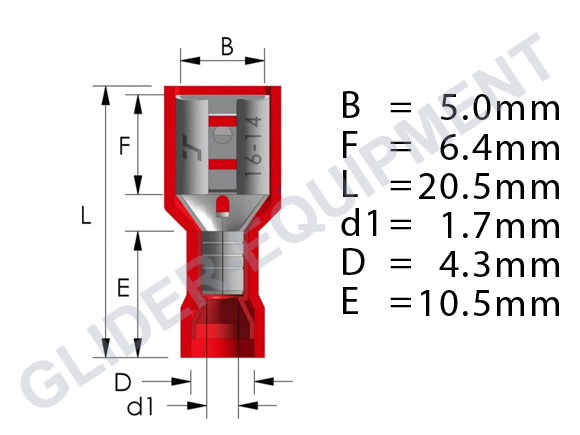 Tirex terminal cable shoe female insulated 4.8mm / 0.5 - 1.5mm² red [D08181]