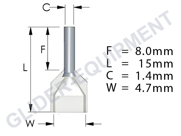 Tirex cable (ferrule) endcap double 2x0.5mm² white [D08511]