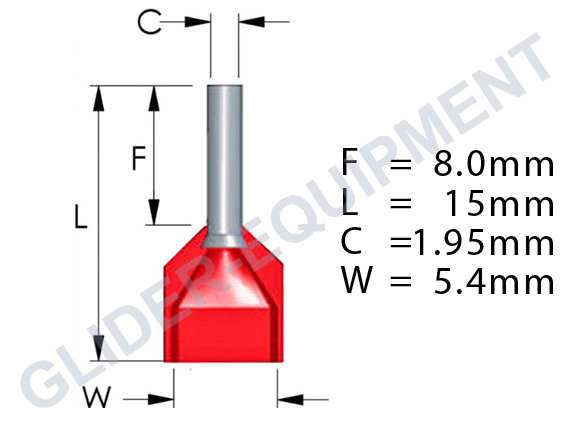 Tirex kabel adereindhuls dubbel 2x1.00mm² rood [D08513]