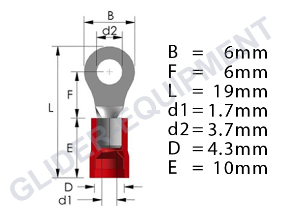Tirex kabelschoen M3.5 / 0.5 - 1.5mm² rood [D08141]