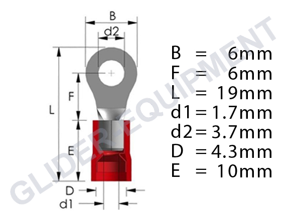 Tirex terminal cable shoe M3.5 / 0.5 - 1.5mm² red [D08141]