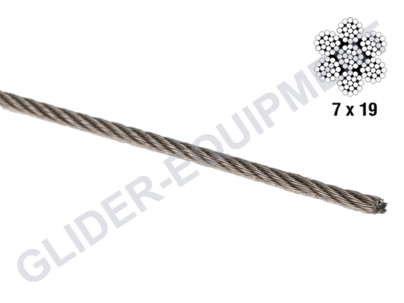 Control cable galvanised Ø2.4mm (3/32'') 7x19 MIL-W(DTL)-83420(D) [2071924]