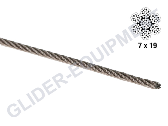 Stuurkabel verzinkt Ø2.4mm (3/32'') 7x19 MIL-W(DTL)-83420(D) [2071924]