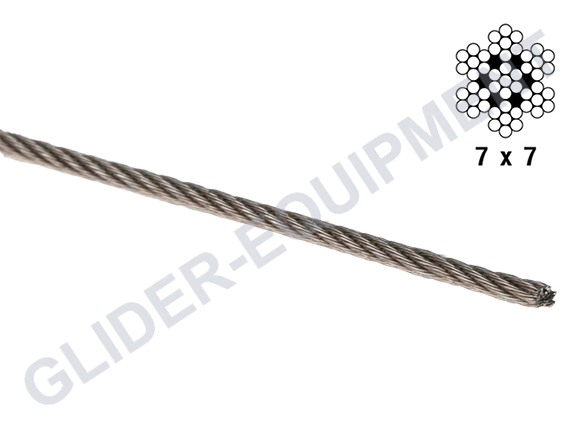 Control cable galvanised Ø2.4mm (3/32\'\')  7x7 MIL-W(DTL)-83420(D) [207724]