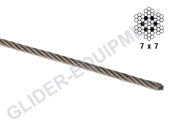 Stuurkabel verzinkt Ø2.4mm (3/32\'\')  7x7 MIL-W(DTL)-83420(D) [207724]